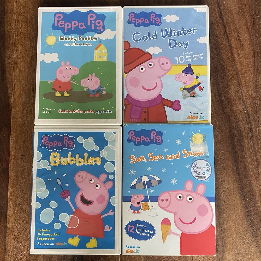 Lot 4 Peppa Pig DVDs - Muddy Puddles Bubbles Winter Sun Sea Snow